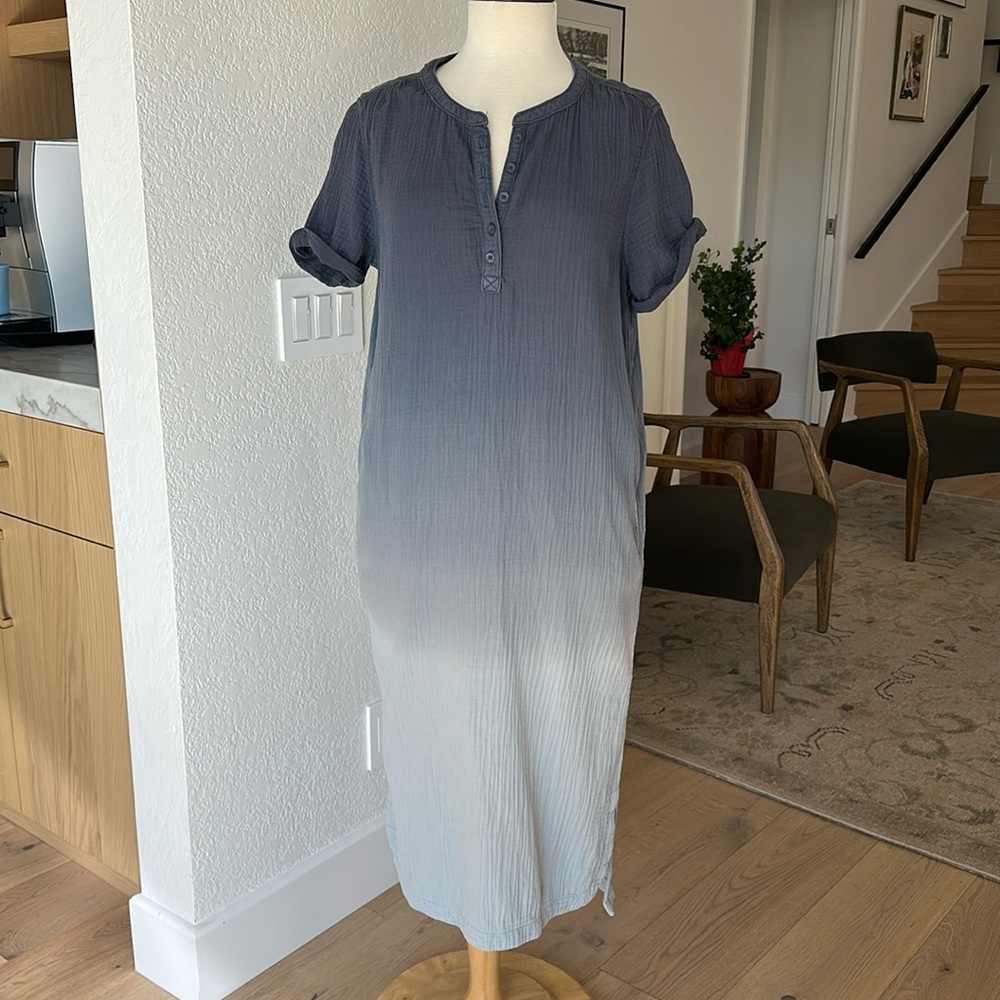 Caslon Cotton Blue Ombre Dress